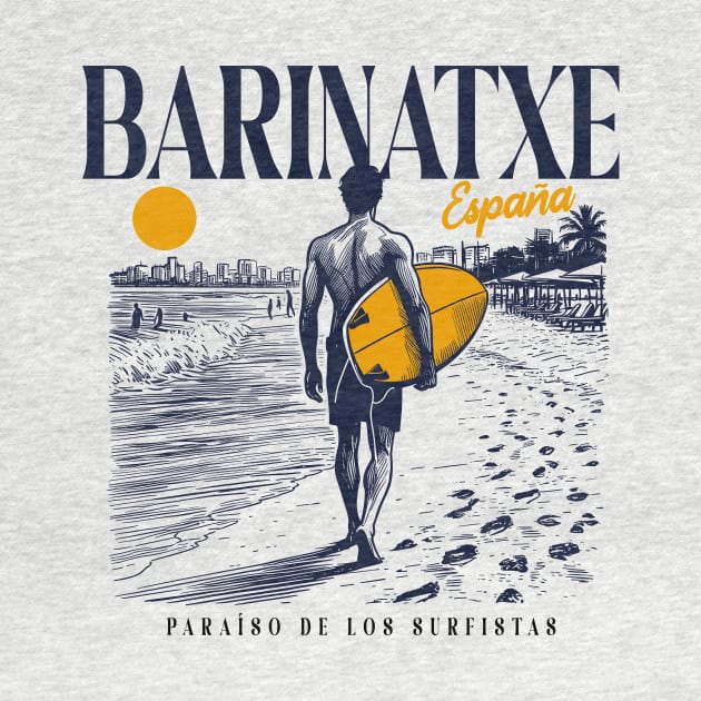 Vintage Surfing Barinatxe, Spain // Retro Surfer Sketch // Surfer's Paradise by Now Boarding